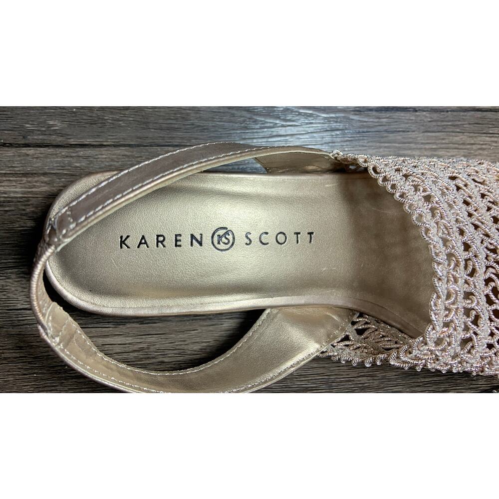 Women's Karen Scott Carolton Woven Slingback Block Heel Sandals Beige Size 8 1/2 - Picture 5 of 11